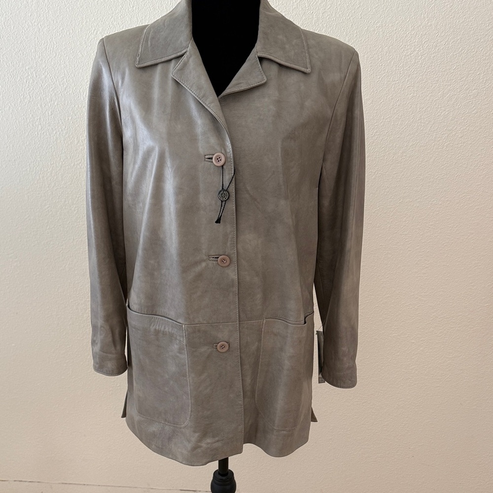 Women's Gray Leather Jacket